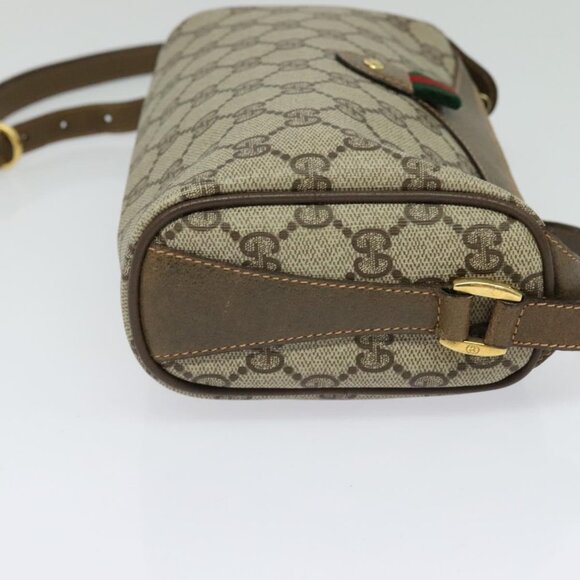 GUCCI GG Supreme Web Sherry Line Bag PVC Beige Gold - Picture 4 of 16